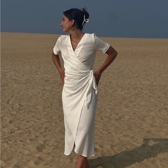 NWT Na Nin Minka Waffled Cotton Wrap Dress in Toffee - Picture 12 of 12